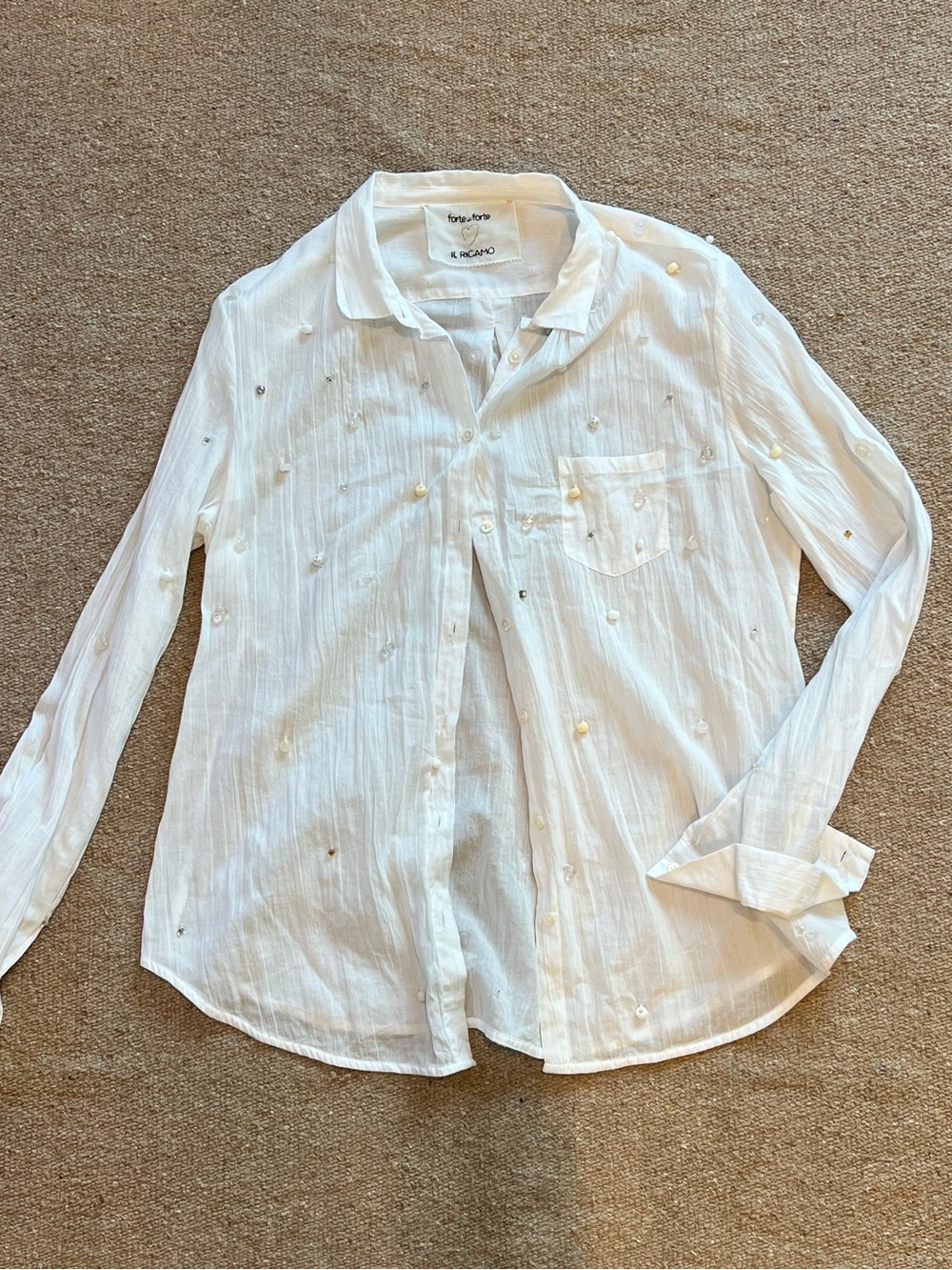 Forte Forte White Beaded Button Up Shirt